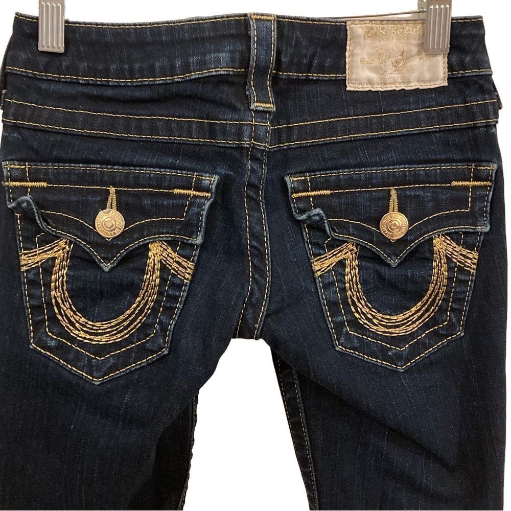 Vintage True Religion Rainbow Billy Rare Button Dark Wash Skinny Straight Leg